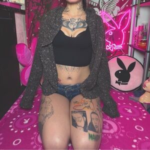 Vintage Charter Club Charcoal Brown One Button Sweater Cardigan Size Large